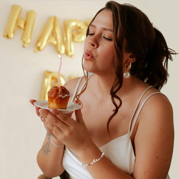 Wave Wrist Bracelet for Women Gift, Adjustable Stainless Steel and Stone, Ideal - Picture 7 of 8